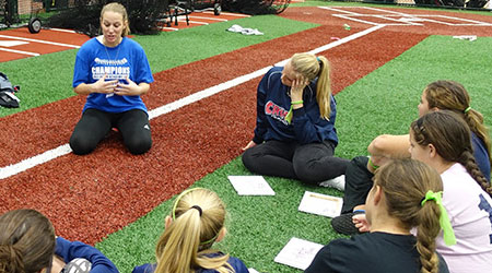 A camp session on the turf at a D-BAT academy